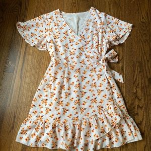 Relipop Summer Women Short Sleeve Print Dress V Neck